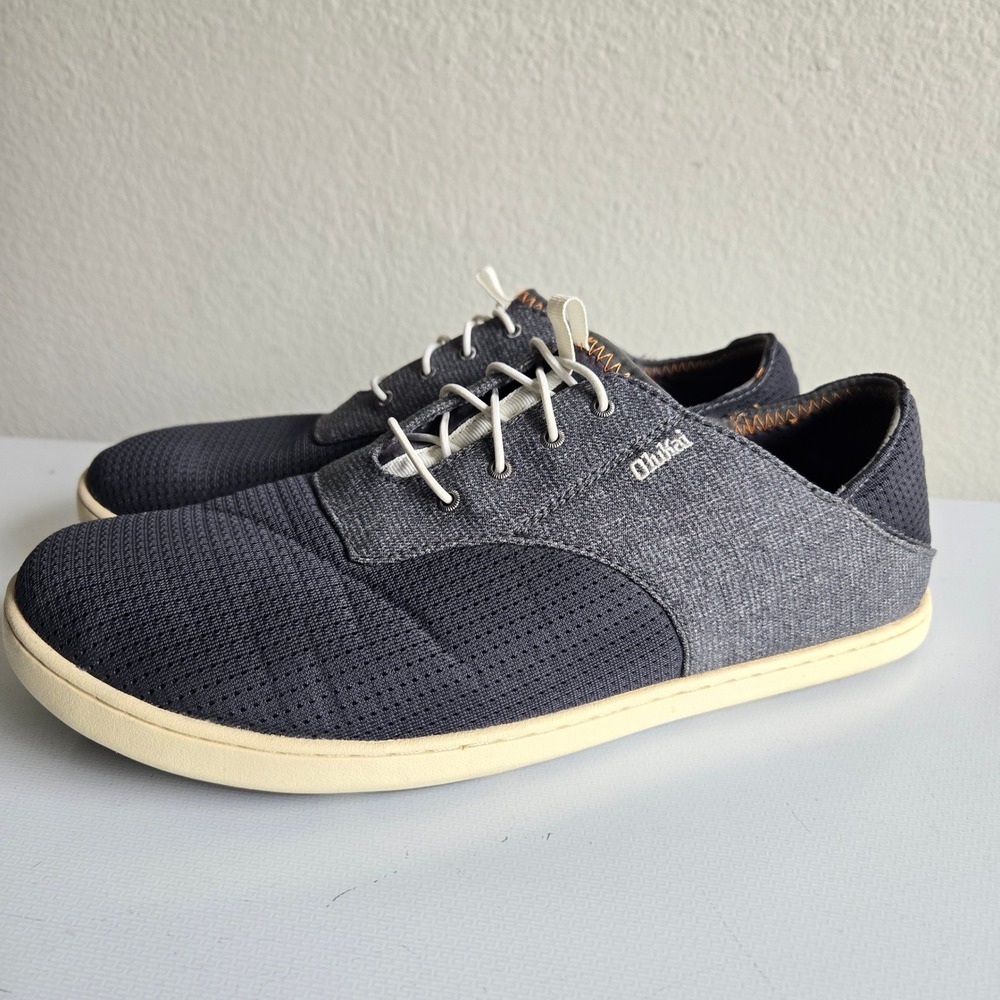 OluKai Nohea Moku Mens 10.5 Charcoal Dark Shadow Boat‎ Shoes Sneakers 10283-6C6C